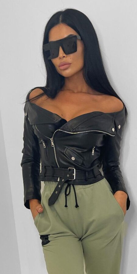 Drop Off Shoulder Jacket (Lezzy) Black