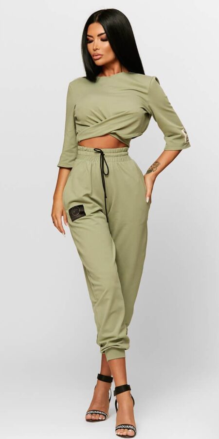 Pleat detail T-shirt with Logo Track Trousers (STYLES)