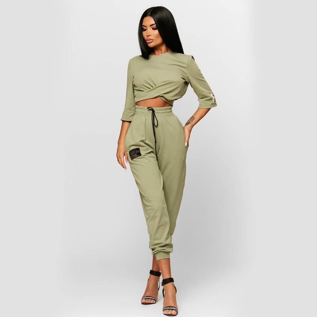 Pleat detail T-shirt with Logo Track Trousers (STYLES)
