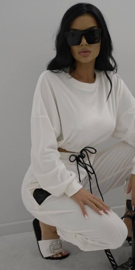 Alternative view of Sets Logo Print Hoodie with A-line Logo Track Trousers (FRANKYE) White