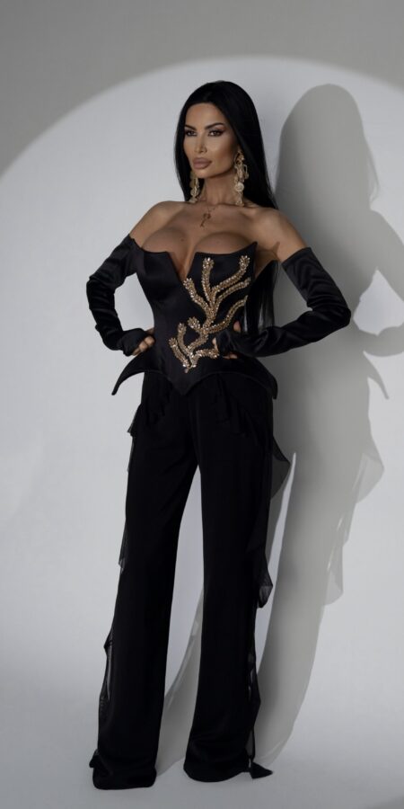 Alternative view of Corset Anastasia GoldAccent Negru